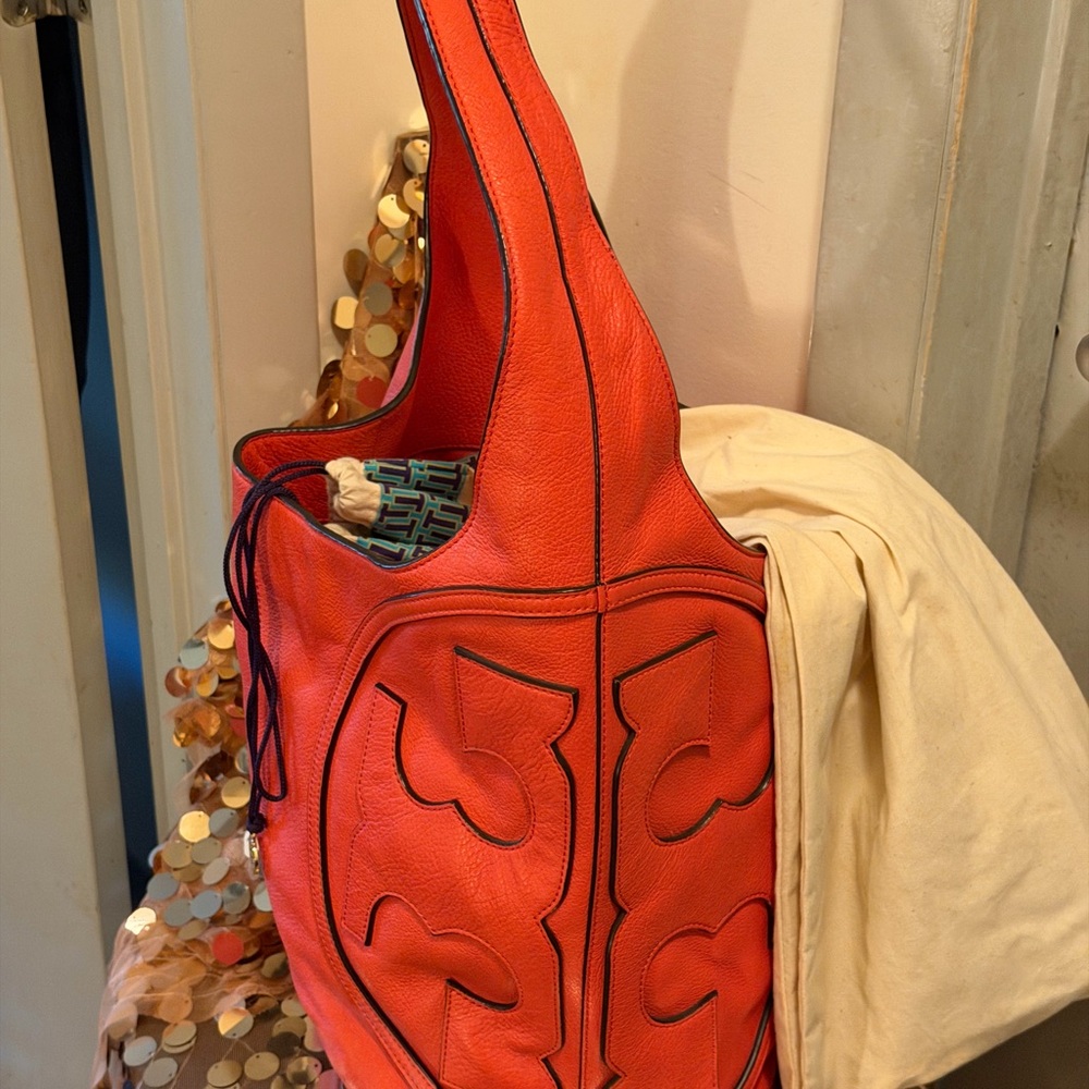 Tory Burch Bright Orange Hobo Bag
